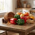 Décoration Paprika filet artificiel rouge vert Ø8cm H11,5cm 4 pièces | Floristik24.be