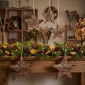 étoiles décoratives en écorce de pin à suspendre 15 cm naturel set de 4 | Floristik24.be