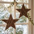 Étoiles décoratives en écorce de pin à suspendre 20 cm - Lot de 3 | Floristik24.be
