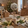 Déco arbre en bois décoration hiver bouleau glands cônes blanc H40cm | Floristik24.be
