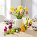 Mini lapins de Pâques, floqués et colorés, assortis, 6 cm de haut, lot de 12. | Floristik24.be