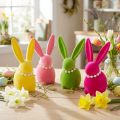 Figurine décorative de lapin de Pâques avec collier de perles, idéale pour le salon ou la chambre, 13 cm, lot de 4 | Floristik24.be
