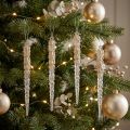 Glaçons décoratifs à suspendre, paillettes champagne 14,5 cm, 4 pièces | Floristik24.be