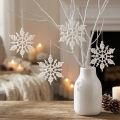 Décoration flocon de neige cristaux de glace à paillettes blanches 10cm 12 pcs | Floristik24.be