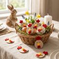 Poulet en bois avec pastilles adhésives, décoration de Pâques artisanale, décoration de table créative, style champêtre, 5 cm, 36 pièces | Floristik24.be