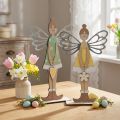 Lutin décoratif, décoration printanière, fée à poser, décoration en bois vert, jaune H34cm lot de 2 | Floristik24.be