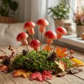 Champignons décoratifs sur fil de fer, rouges, décoration d'automne, à coller, 7 cm, 24 pièces | Floristik24.be