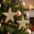 Lot de 4 étoiles décoratives dorées scintillantes 18,5 cm | Floristik24.be