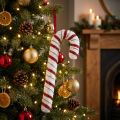 Décoration sucre d’orge rouge et blanc 34 cm | Floristik24.be