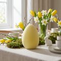 Oeuf de Pâques décoration oeuf plastique jaune clair floqué 20cm | Floristik24.be