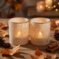 Porte-bougie chauffe-plat en verre à motif cachemire, Ø8 cm, H9 cm, lot de 2 | Floristik24.be