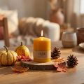 Bougie pilier PURE miel jaune bougies Wenzel 90×70mm | Floristik24.be