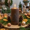 Bougie de Noël, marron foncé, 150 x 70 mm, décoration de l'Avent, lumière de bougie | Floristik24.be
