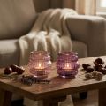 Photophore verre décoration violet rose Ø7,5cm H7,5cm 2pcs | Floristik24.be
