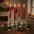 Bougeoir bâton chandelier verre métal argent Ø10,5cm 4pcs | Floristik24.be
