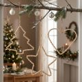 Décorations suspendues en bois perlé Noël - Cœur, Étoile et Sapin, H20-23 cm, Lot de 3 | Floristik24.be