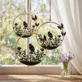 Anneau avec oiseau Déco métal à suspendre Noir beige blanc Ø15cm 2pcs | Floristik24.be