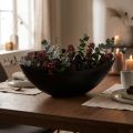 Bol décoratif noir décoration de table bateau végétal 38,5x12,5x13cm | Floristik24.be