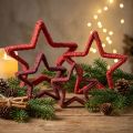 Étoile à poser décoration de Noël jute rouge 13/18cm 4pcs | Floristik24.be