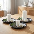 Assiette décorative ronde en métal noir Ø23cm H2.5cm 3pcs | Floristik24.be