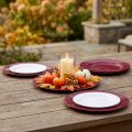 Assiettes polyvalentes en plastique rouge foncé – 28 cm, parfaites pour la décoration et l'extérieur – 4 pièces | Floristik24.be