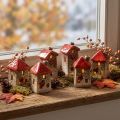 Maison en céramique avec fenêtre de toit rouge et cœur - 6 cm - Décoration idyllique pour la maison et le jardin - 6 pcs | Floristik24.be
