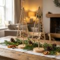 Support de décoration de sapin de Noël métal bois naturel H39cm 2pcs | Floristik24.be
