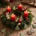 Étoiles en bois Motif sapin de Noël Marron Vert 3×4,5cm 72pcs | Floristik24.be