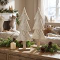 Décoration sapin de Noël en feutrine avec coeur beige crème H35cm 2 pcs | Floristik24.be