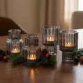 Bougeoirs en verre gris, porte-bougies chauffe-plat, 8 cm de hauteur, lot de 4 | Floristik24.be