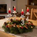Bougeoir de l'Avent avec épine et chiffres blanc H11cm 4 pcs | Floristik24.be