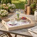 Plateau rectangulaire en bois, fleurs naturelles, papillon, L35cm | Floristik24.be