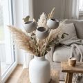Fleurs séchées coupelles décoratives en forme de cloche sur tige gris 37cm 3 pcs | Floristik24.be