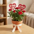 Bouchon fleur coeur rouge bouchon décoratif en bois Love 7cm 12pcs | Floristik24.be