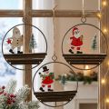 Lot de 3 décorations de Noël en métal avec Père Noël et bonhomme de neige Ø12 cm | Floristik24.be