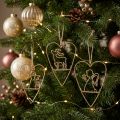 Suspensions décoratives en forme de cœur doré avec motifs en métal, 12 cm, lot de 6 | Floristik24.be