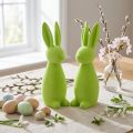 Lapins floqués, vert pomme, décoration de table de Pâques, 8×10×29cm, 2 pièces | Floristik24.be