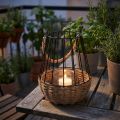 Lanterne avec poignée et verre noir naturel Ø18cm H22cm | Floristik24.be