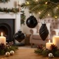 Mini boules de sapin de Noël verre oignon noir Ø3cm 9 pcs | Floristik24.be