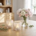 Porte-bougie chauffe-plat en verre à motif floral, Ø8 cm H9 cm, lot de 2 | Floristik24.be