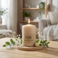 Bougie pilier PURE Bougies Wenzel beiges 90/60mm | Floristik24.be