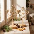Support étoile décoration métal bois fibre naturelle Ø15cm 2pcs | Floristik24.be