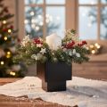 Pot de fleurs cubique noir avec socle, style moderne, 22 cm | Floristik24.be