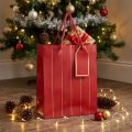 Sac cadeau Sac de Noël rouge or 18×10×23cm 1 pièce | Floristik24.be