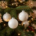 Boule à neige, pendentif sapin, décoration sapin de Noël, décoration hivernale blanc H6,5cm Ø6cm verre véritable 24 pcs | Floristik24.be