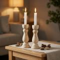 Bougeoir décoration de table en bois pour bougies coniques H17cm 2 pcs | Floristik24.be