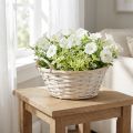 Panier à anses, panier en bois aggloméré, panier à plantes, blanc, vintage, décoratif, Ø35cm | Floristik24.be
