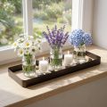 Plateau décoratif métal bois plateau métal socle bois 40x13x3cm | Floristik24.be