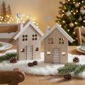 Maison en bois déco Petites maisons St Valentin Blanc et nature 20cm 2pcs | Floristik24.be