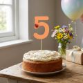Bouchons numérotés anniversaire 5 bouchons fleurs bois 27,5cm 16 pcs | Floristik24.be